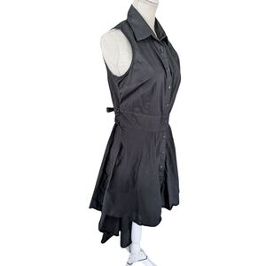 MASSEYS Button Up High Low Flared Hem Cotton Tunic Dress Sleeveless Size‎ M